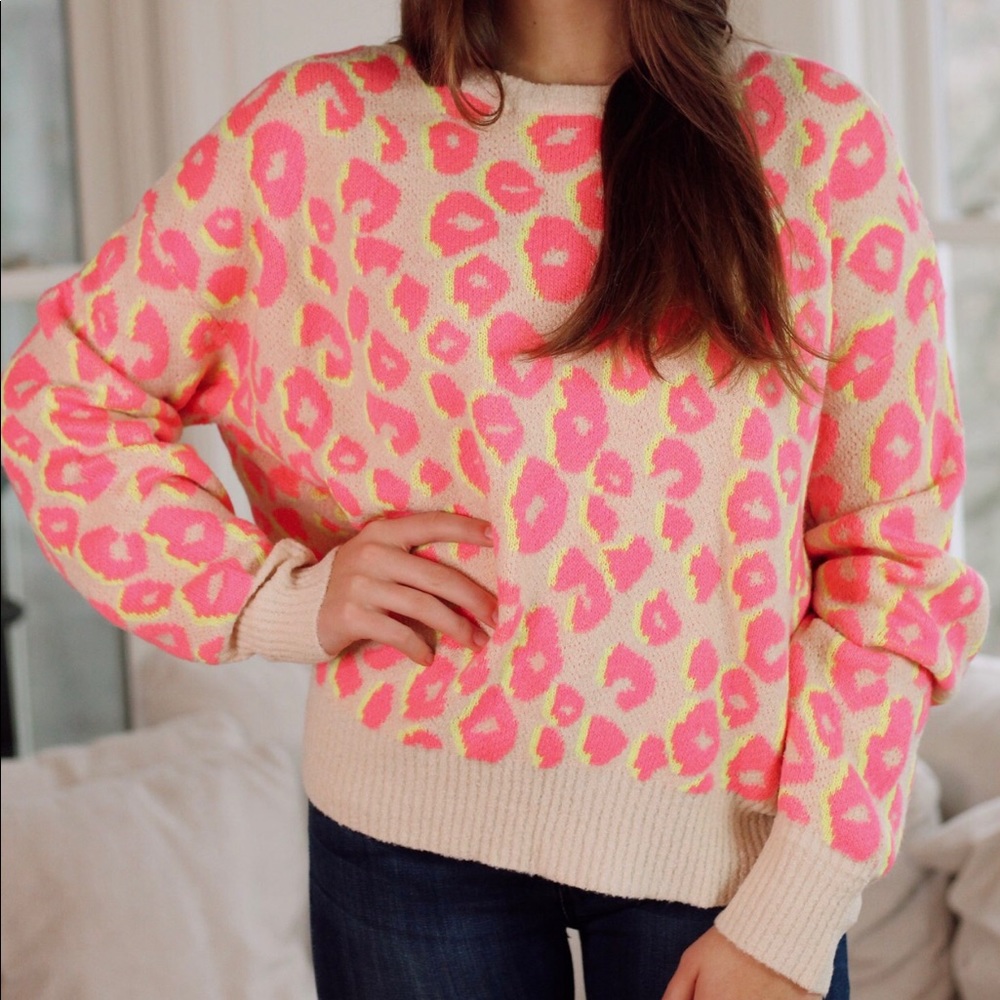 Neon leopard print sweater